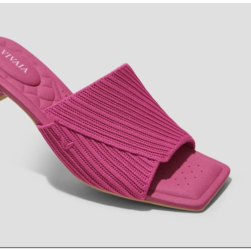 VIVAIA Jade Pitaya Pink Knit Square Toe Block Heel Mules Sandals EU 41 US 9.5 - Picture 13 of 13